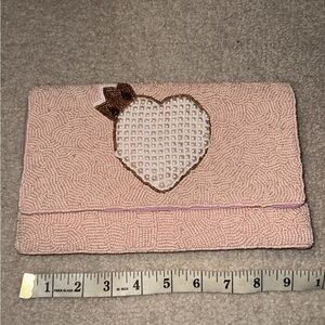 Francesca’s Beaded Heart Clutch with Detachable Chain Strap- NWT